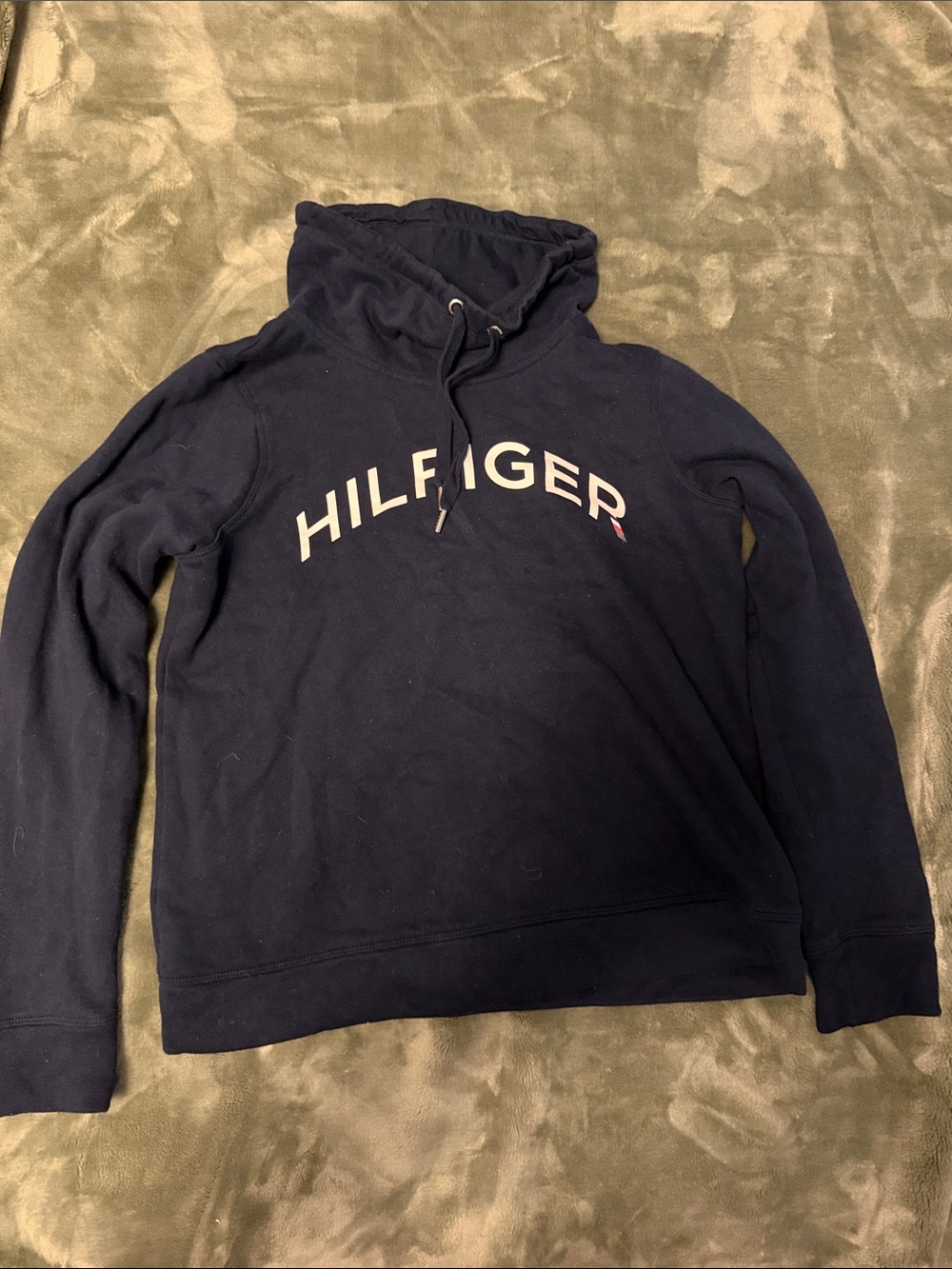Tommy Hilfiger Navy Pullover Hoodie with Arched Logo